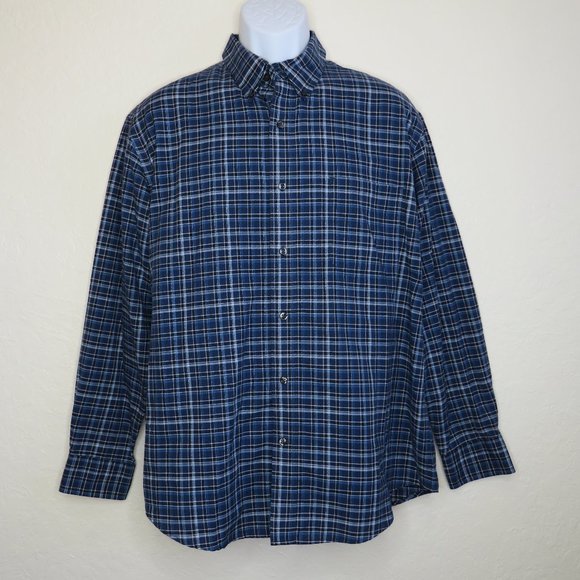 St. John's Bay* Men's Long Sleeve Button Down Curved Hem Plaid Shirt~ Size Large - Picture 1 of 9